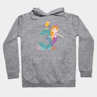 Cute little mermaid third birthday Hoodie